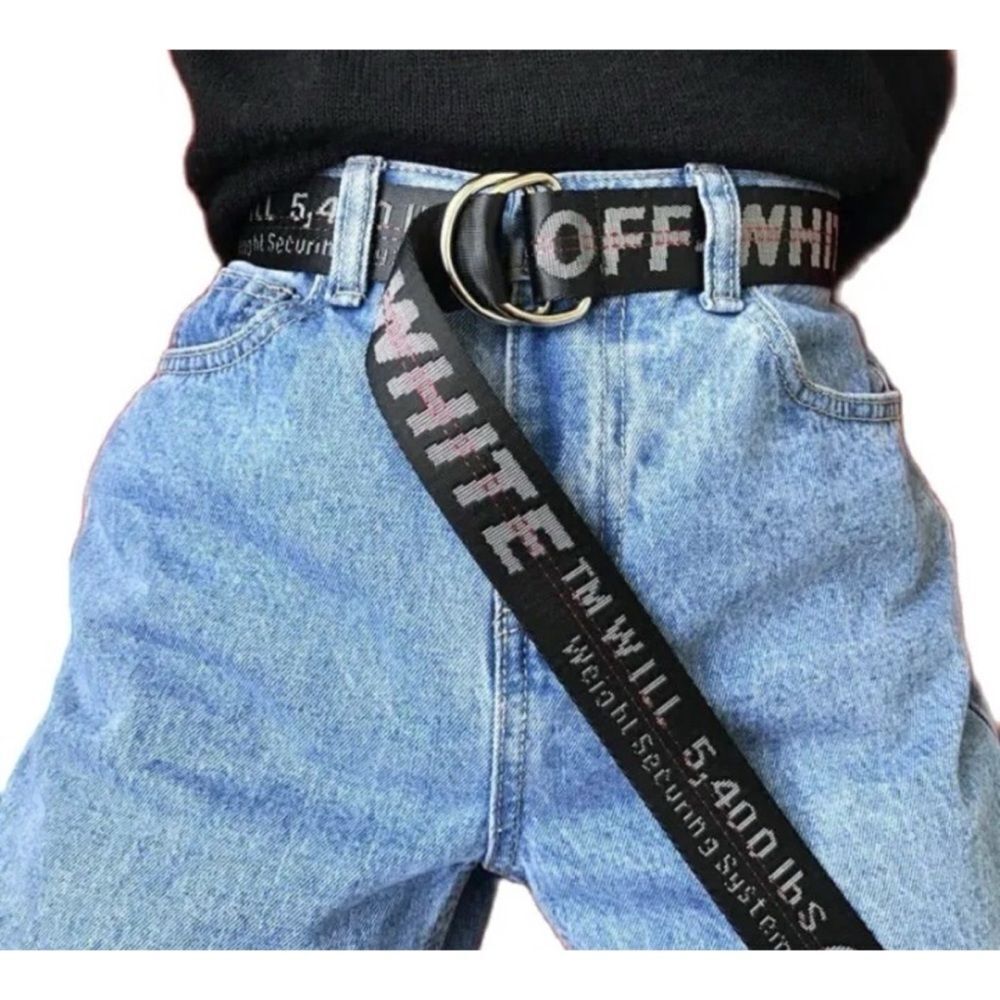 Unisex One Size Off-White D-ring Industrial Nylon Belt 58” In Black/Grey/Red